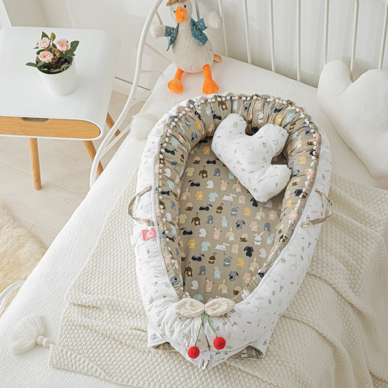 90X50cm Portable Baby Nest Crib Baby Bed Bassinet for Baby Lounger Cotton Baby Nest Co Sleeping Bed: A3