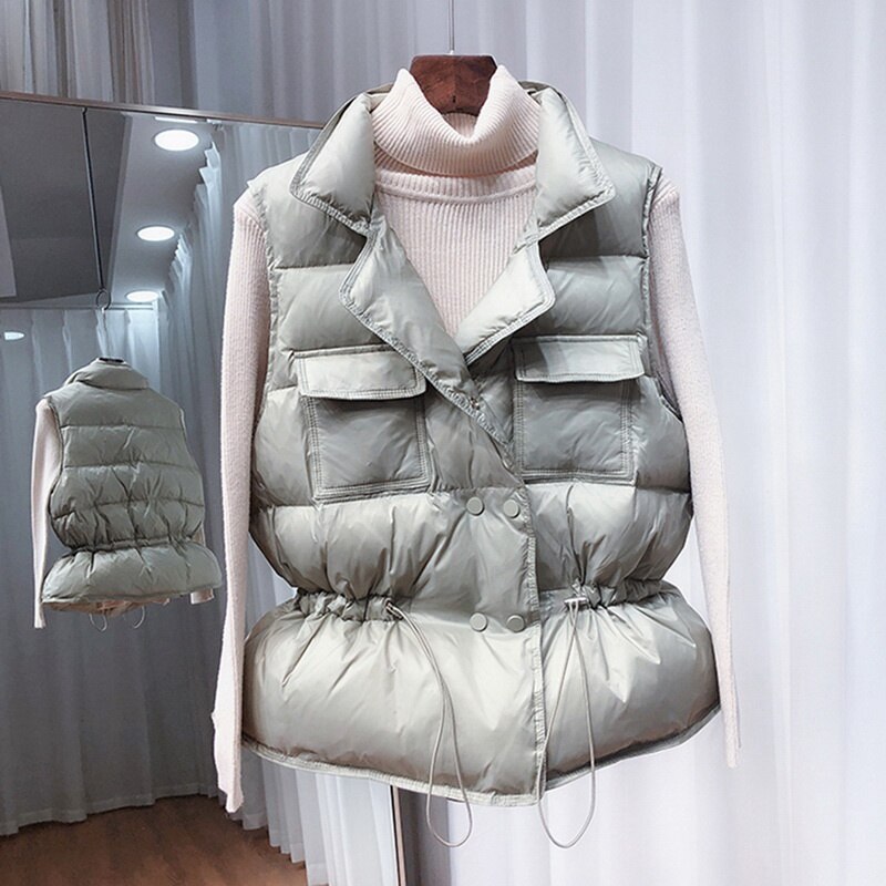 Licht Down Vest Vrouwen Korte Vest Winddicht Lichtgewicht Warm Vest Witte Eendendons Down Jas Mouwloze