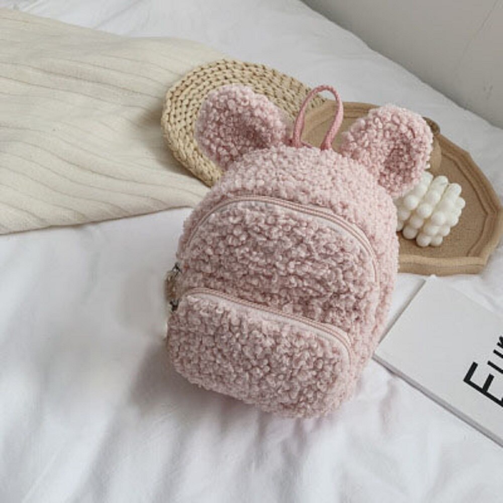 Kinderen meisjes kinderen fleece cartoon schattig rugzak baby peuter pluche klein mini schooltas schoudertas rugzak: A