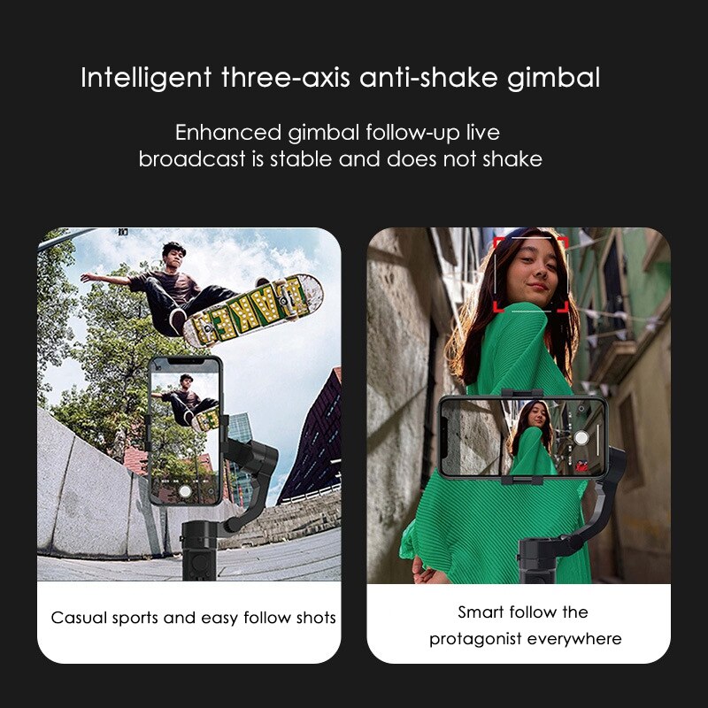 Handheld Stabilizer,3-Axis Gimbal Stabilizer Foldable Phone Gimbal for Vlogging /Android and Ios Phone Live Video