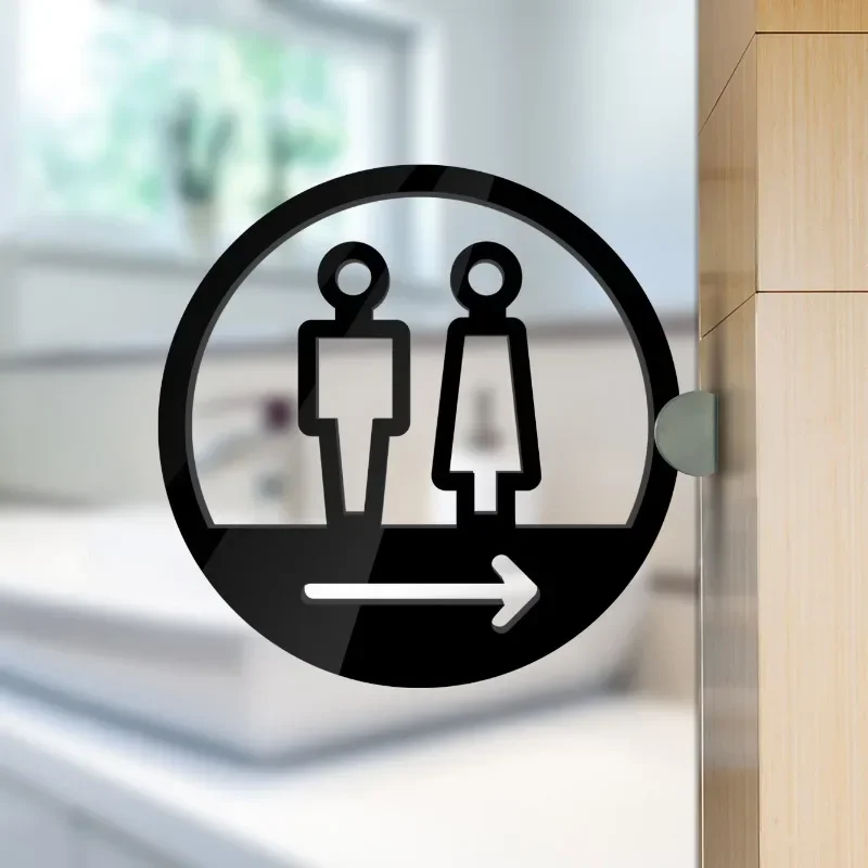 Door Sign Double-sided Side Mounted Restroom Reminder Sign Men's and Women's Bathroom Signage Acrylic Hotel WC Toilet Signage