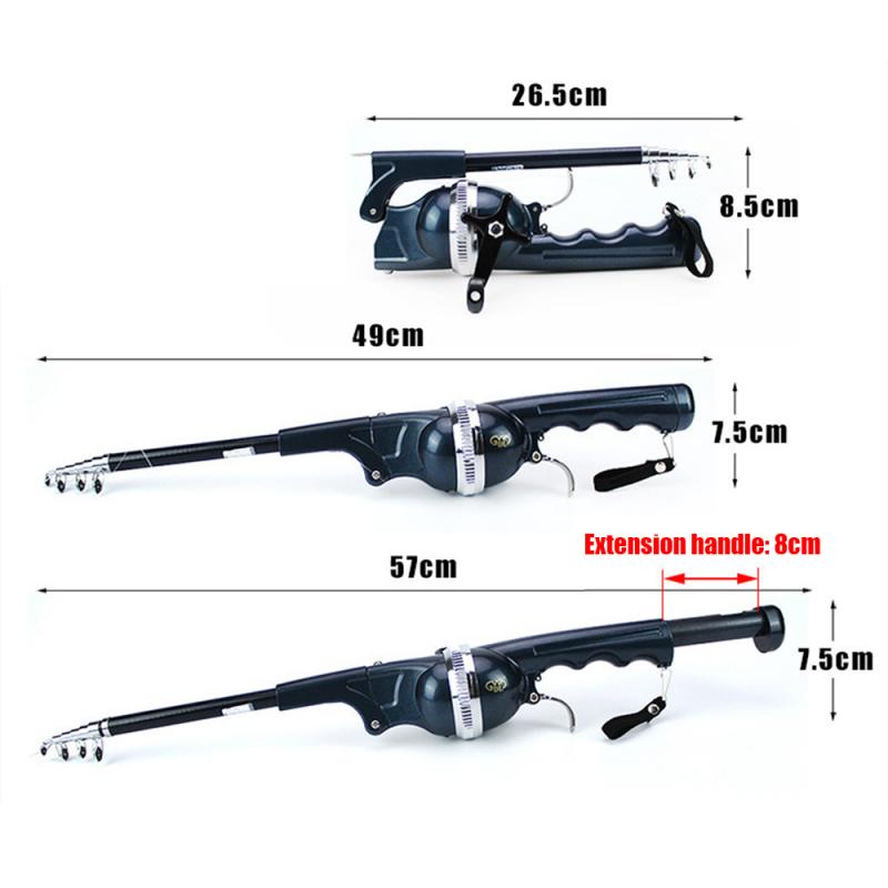 3 In 1 Outdoor Vouwen Hengel Glasvezel Telescopische Hengel Met Reel Vissen En 80 M Vislijn Combo kit