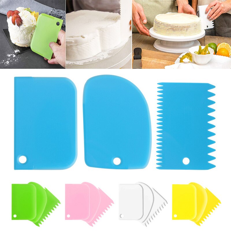 Draagbare 3 Stks/set Plastic Cake Schraper Decorating Gereedschap Deeg Icing Scrappers Keuken Taart Decoreren Accessorie