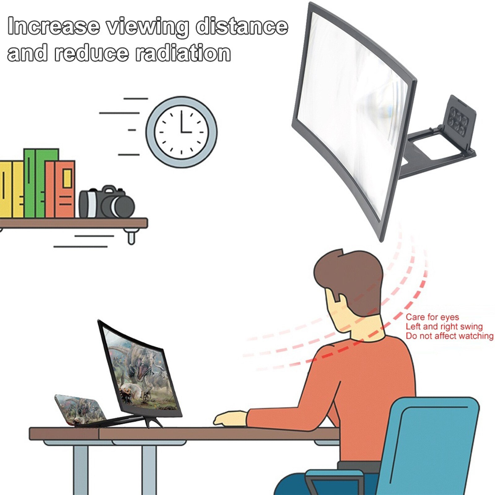 Portable Mobile Phone Screen Magnifier Universal Curved Mobile Phone Screen Amplifier Video Enlarger