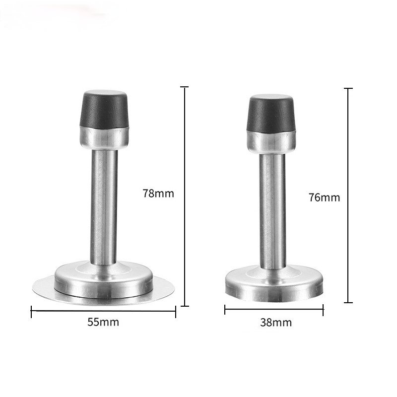 Stainless Steel Door Stops Wall Mounted Door Stopper Rubber Holder Catch Floor Fitting With Screws Bedroom Home Hardware