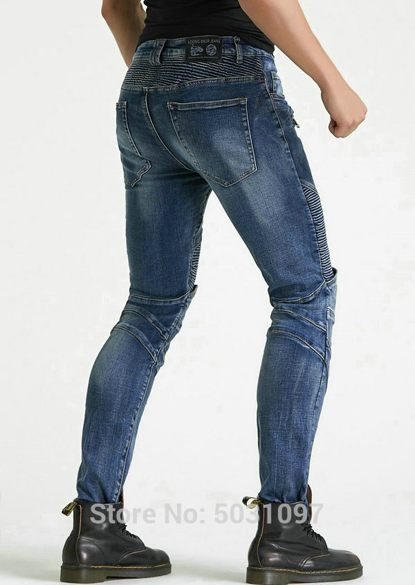 Loong Biker 114-25 100% Katoen Moto Rcycle Rijden Jeans Beschermende Casual Broek Moto Sport Losse Rechte Broek Leisure jeans