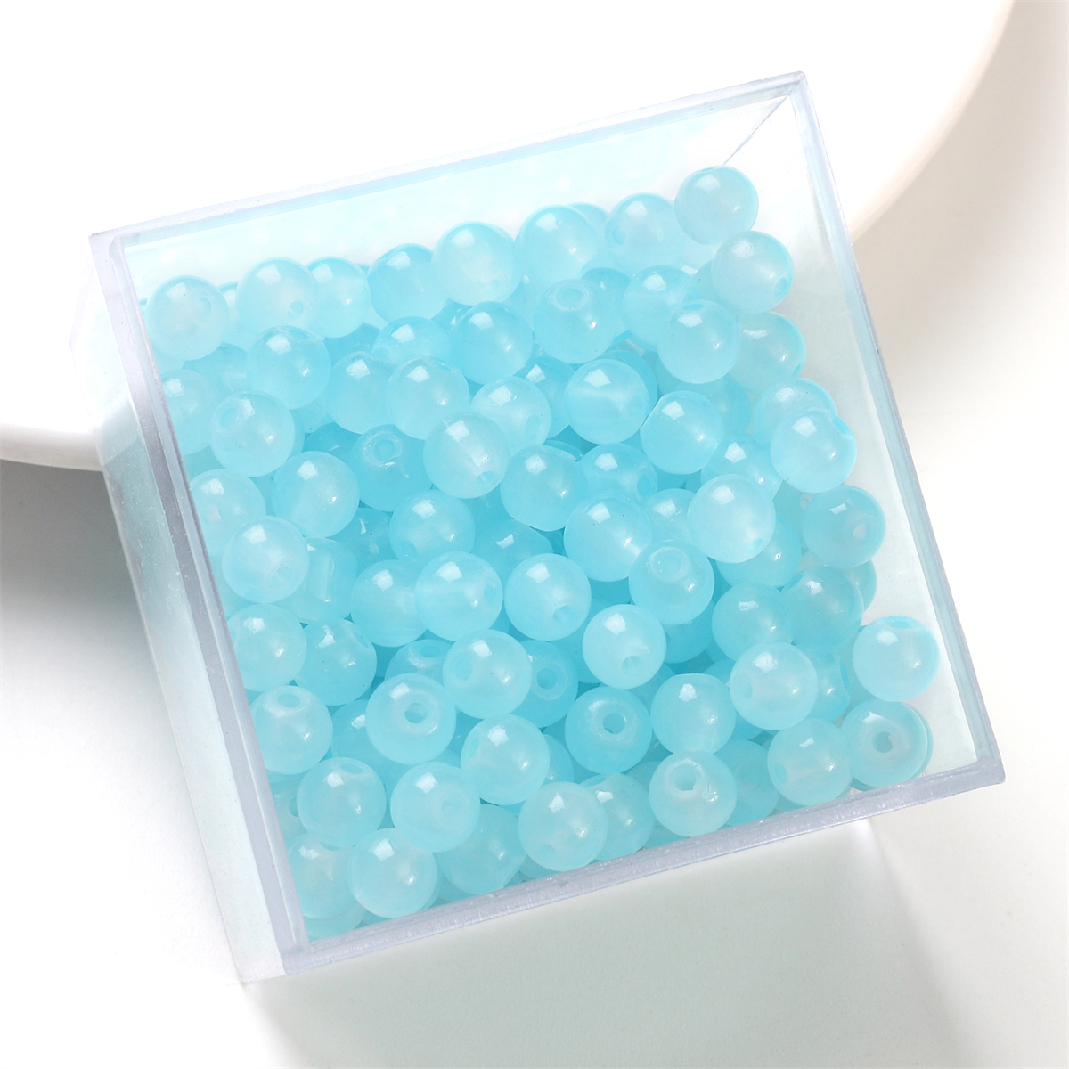 50pcs 6mm gelée de verre couleur unie Imitation Jade perles rondes perles en vrac bricolage à la main collier Bracelet perles bijoux accessoire: Bleu