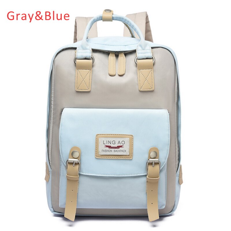 Candy Women Canvas Backpack Waterproof Feminina Laptop Backpack Pink Patchwork School Backpacks Bags For Teenage Girls: E