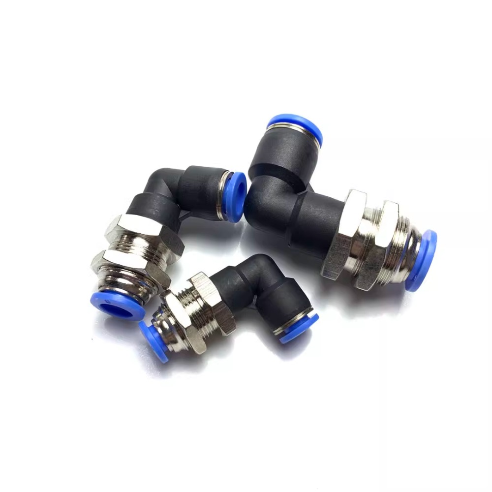Elbow PLM 4 6 8 10 12 mm Tube Push In Connect Bulkhead Nickel Plated Brsss Pneumatic Air Fitting Connector Adapter