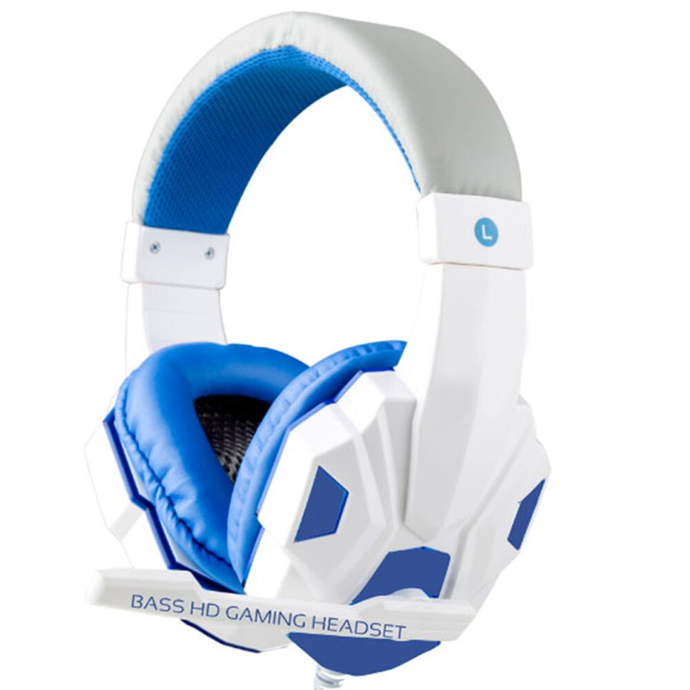 Gaming headset datamaskin stereo gaming hodetelefoner beste casque dyp bass spill øretelefoner med mic led lys for pc gamer: Ingen lys hvit