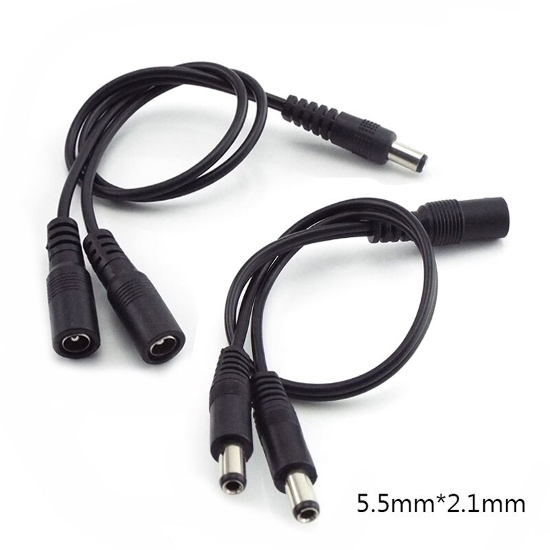 1 Female to 2 Male Way Connector DC Plug Power Splitter Cable for CCTV LED Strip Light Power Supply Adapter 5.5mm*2.1mm