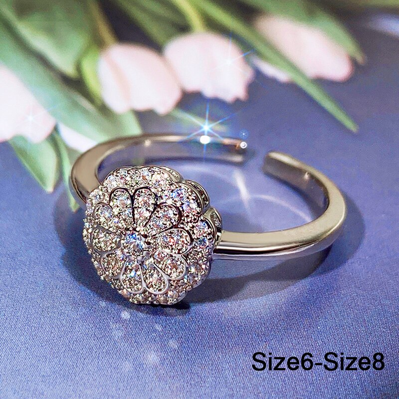 Huitan Esthetische Bloem Ringen Voor Vrouwen Grote/Kleine Maten Band Delicate Meisjes Vinger-Ring Engagement Wedding Party Mode sieraden: F1120