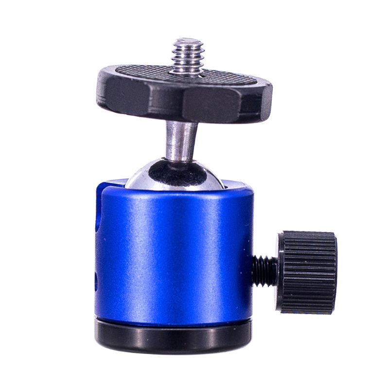 Mini Ball Head 1/4" Screw Mount 360 Swivel Metal Stand Holder for DSLR Camera: Blue