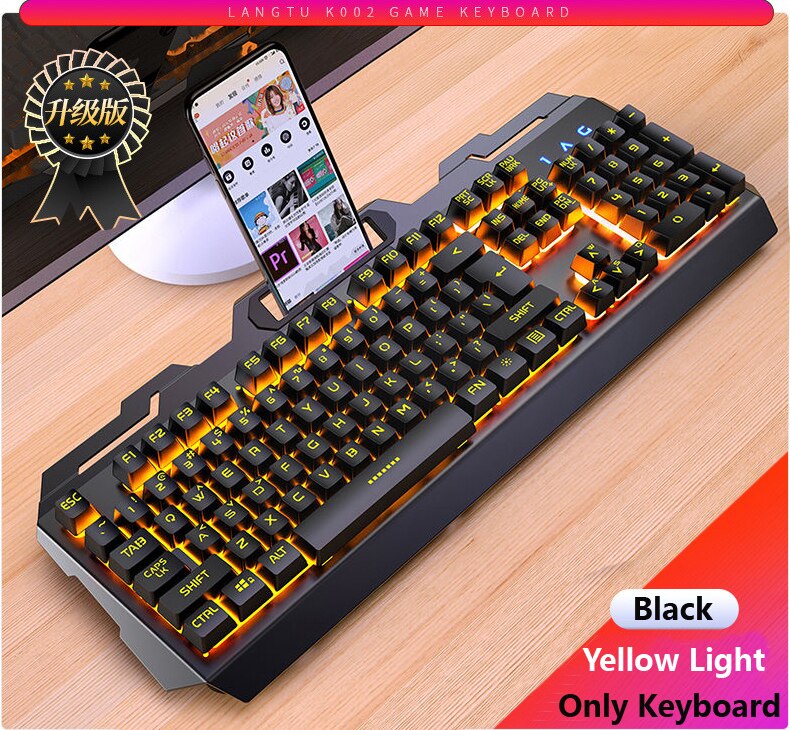 Gaming toetsenbord muis 104 toetsen rgb backlit toetsenbord muis combo metalen gamer toetsenbord voor tablet pc laptop desktop computer: Toetsenbord 1