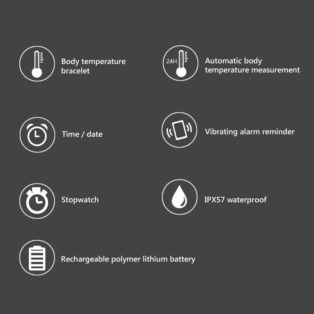 2022 Body Temperatuur Monitor Thermometer Trillingen Alarm Polsbandje Slimme Armband Monitoring Precieze Smart Klok