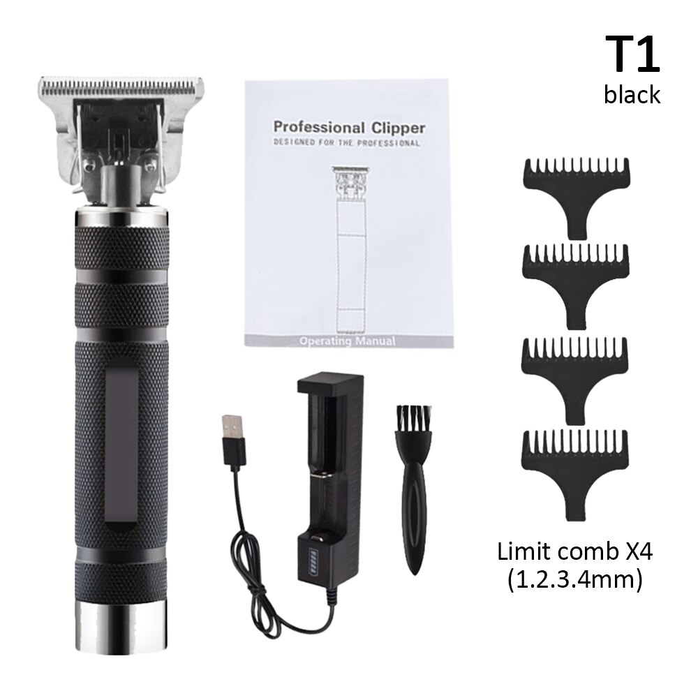 Professionele Oplaadbare Tondeuse Kapper Carving T Outliner Blade Kappers Tondeuse Scheren Cuttting Machine: T1 black without box