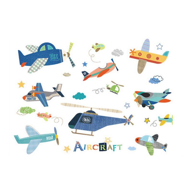 Cartoon Airplane Wall Sticker For Kids Rooms Children 's Room Wall Decals Mural DIY Baby Room Decor Kids Room Decoration: Default Title