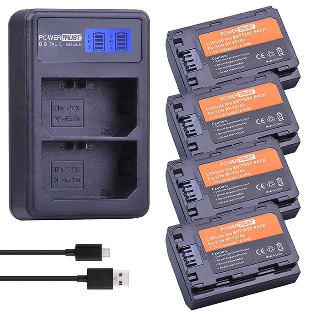2x NP-FZ100 NP FZ100 NPFZ100 Camera Battery + LCD Dual Charger for Sony BC-QZ1 Alpha 9 9R A9R 9S ILCE-9 A7R A7 III ILCE-7M3