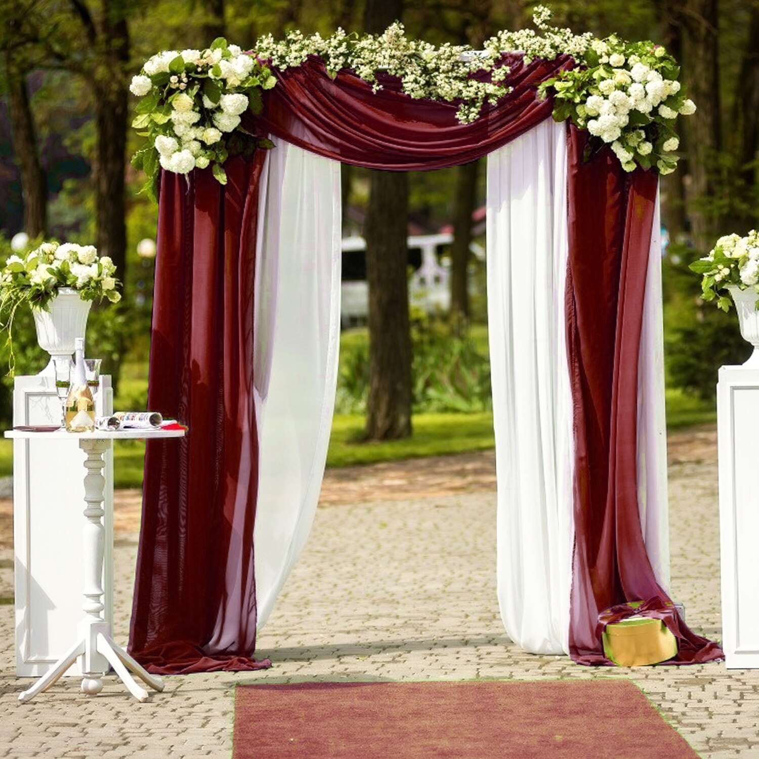 Tela drapeada para arco de boda, tela de gasa, cortinas, decoraciones de boda para ceremonia, arco, , Fondo de techo