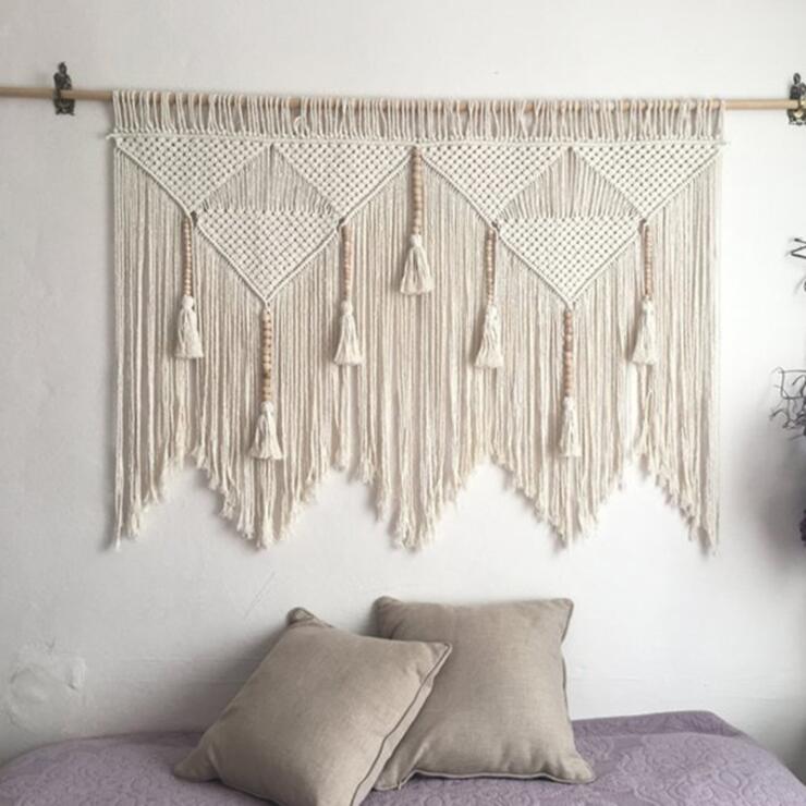 Macrame vävt vägg hängande bohemiskt rum gobeläng konst vacker lägenhet sovsal bröllop dekoration