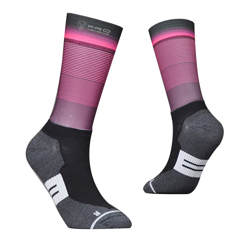 Men Women Cycling Socks Brand Breathable Bicycle Socks Summer Outdoor Sport MTB Bike Cycling Sock: Ppink
