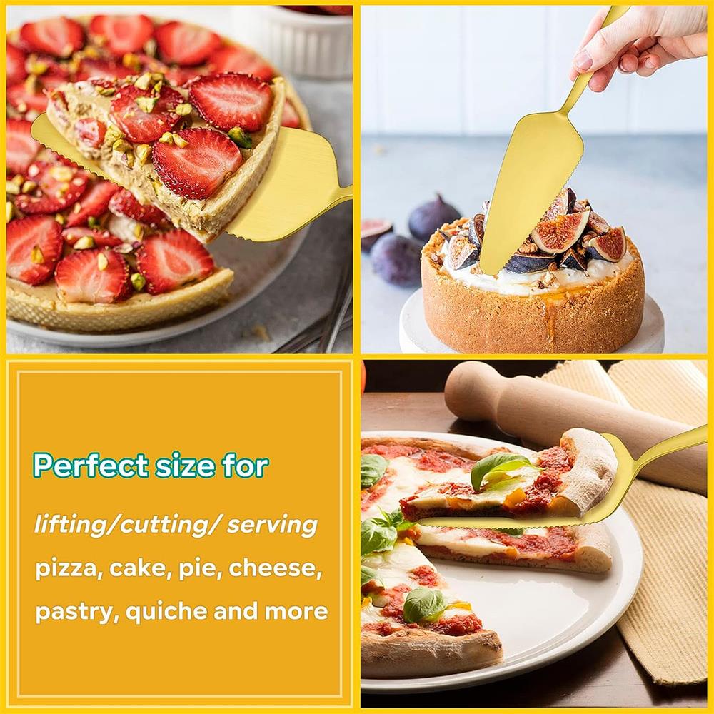 5-piece Stainless Steel Cake Shovel Knife Dessert Fork Set Pie Pizza Cheese Divider Knives Fruit Two Tooth Fork Baking Tools