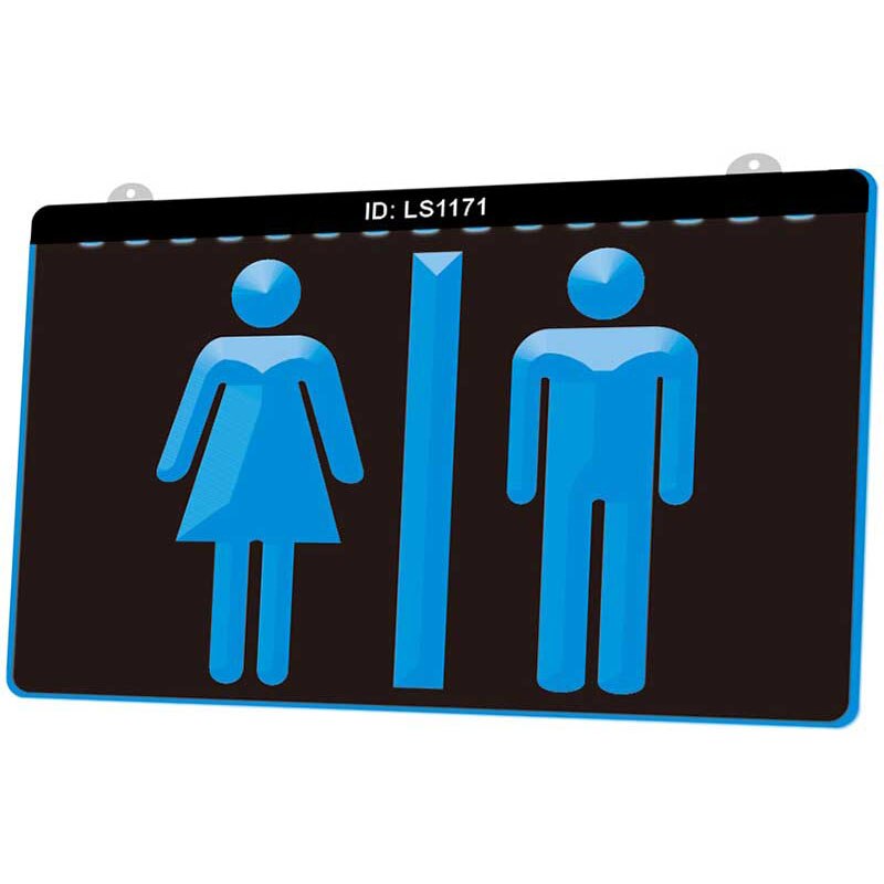 Ls1171 toiletten toiletten 3d graveren led-lichtbord meerdere kleuren gratis detailhandel