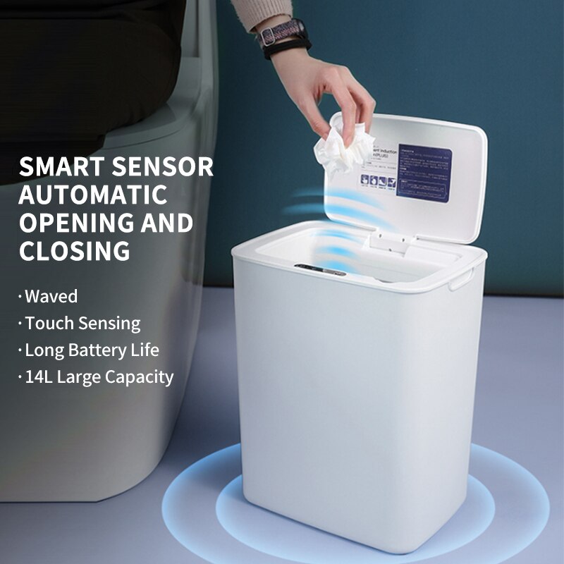 14l smarte induktionsaffaldsspande stor automatisk skraldespand affaldsspand hjem intelligent elektrisk skraldespand til køkken badeværelse