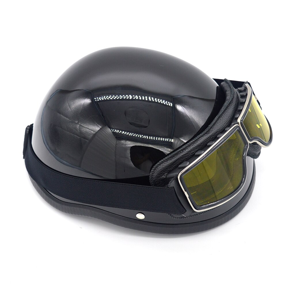57-62Cm Abs Plastic Motorhelm Voor Harley Motorcross Capacete Half Helm Retro Matte Heldere Zwarte