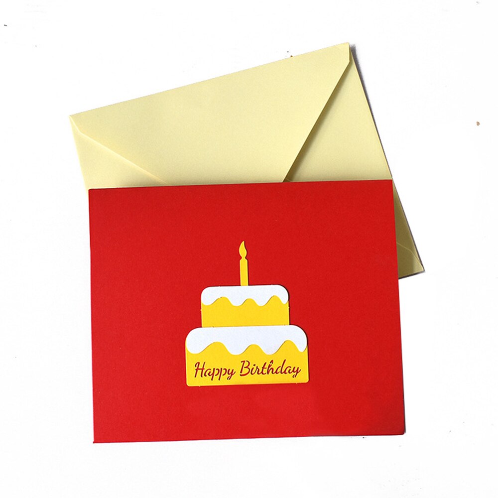 Tarjetas Pop-Up 3D, tarjetas de pastel de cumpleaños para niños, esposa, marido, tarta de cumpleaños, tarjetas postales, tarjetas de