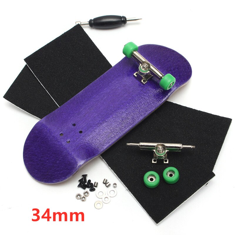 Purple Wooden Finger Skateboards Finger Skate Board Wood Fingerboard with Bearings Wheel Foam Screwdriver: purpl 34mm