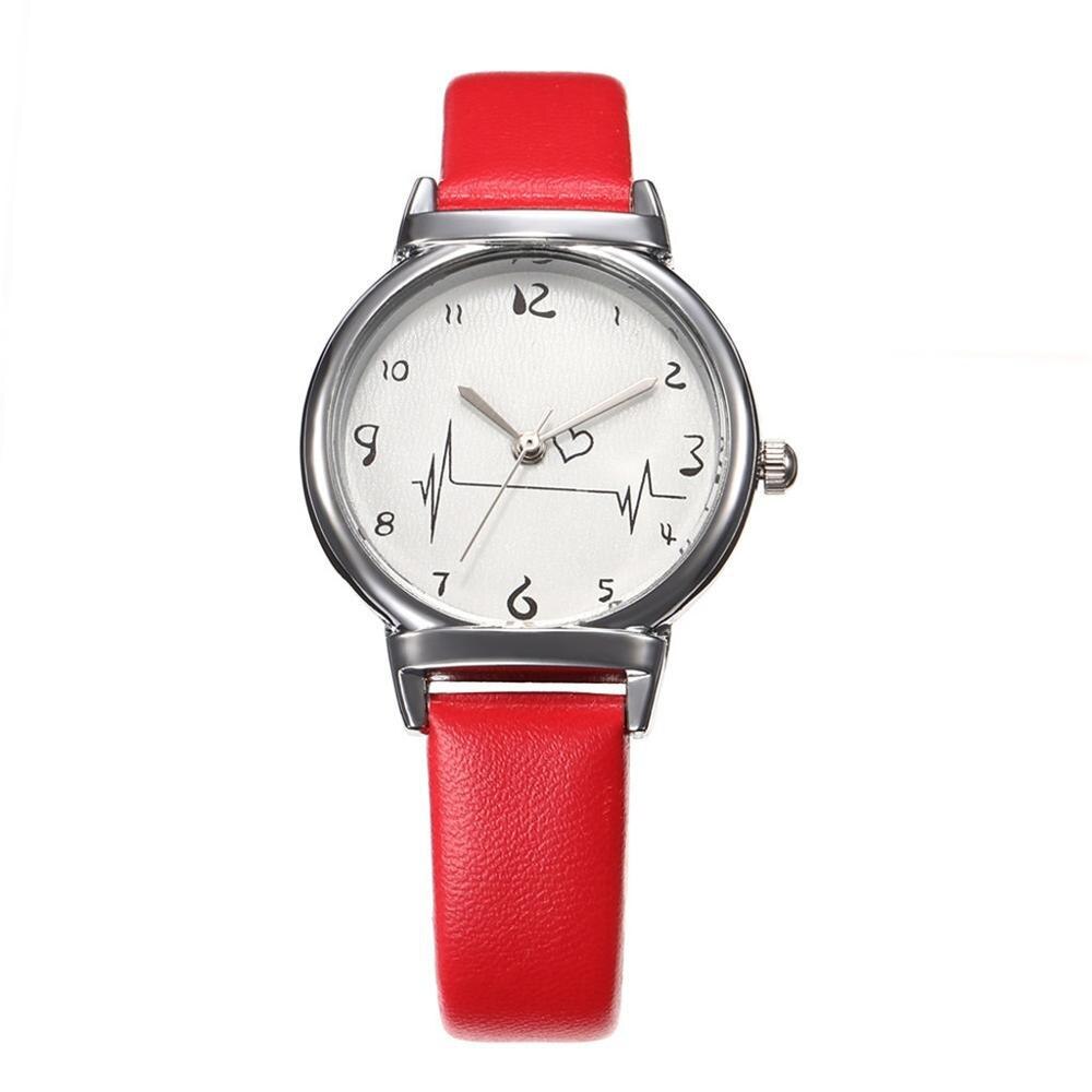 Dames Horloge Dames Horloge Fijne Lederen Band Kleine Wijzerplaat Quartz Horloges Jurk Klok Relogio Feminino: Red