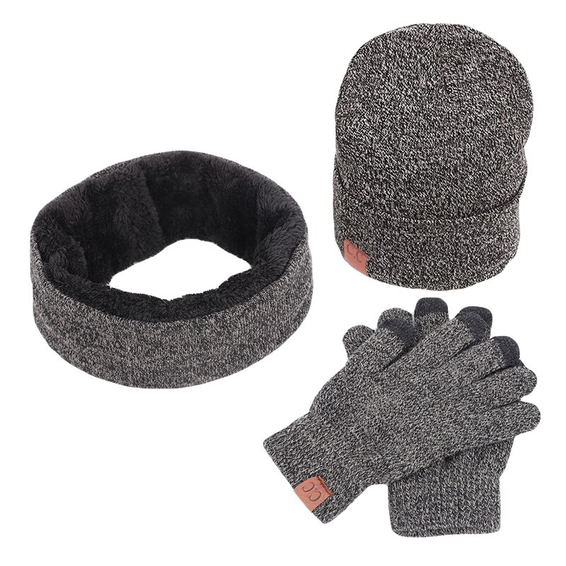 Vinter varm beanie slouchy hat tørklæde hals varmere handsker sæt tøj & tilbehør: G