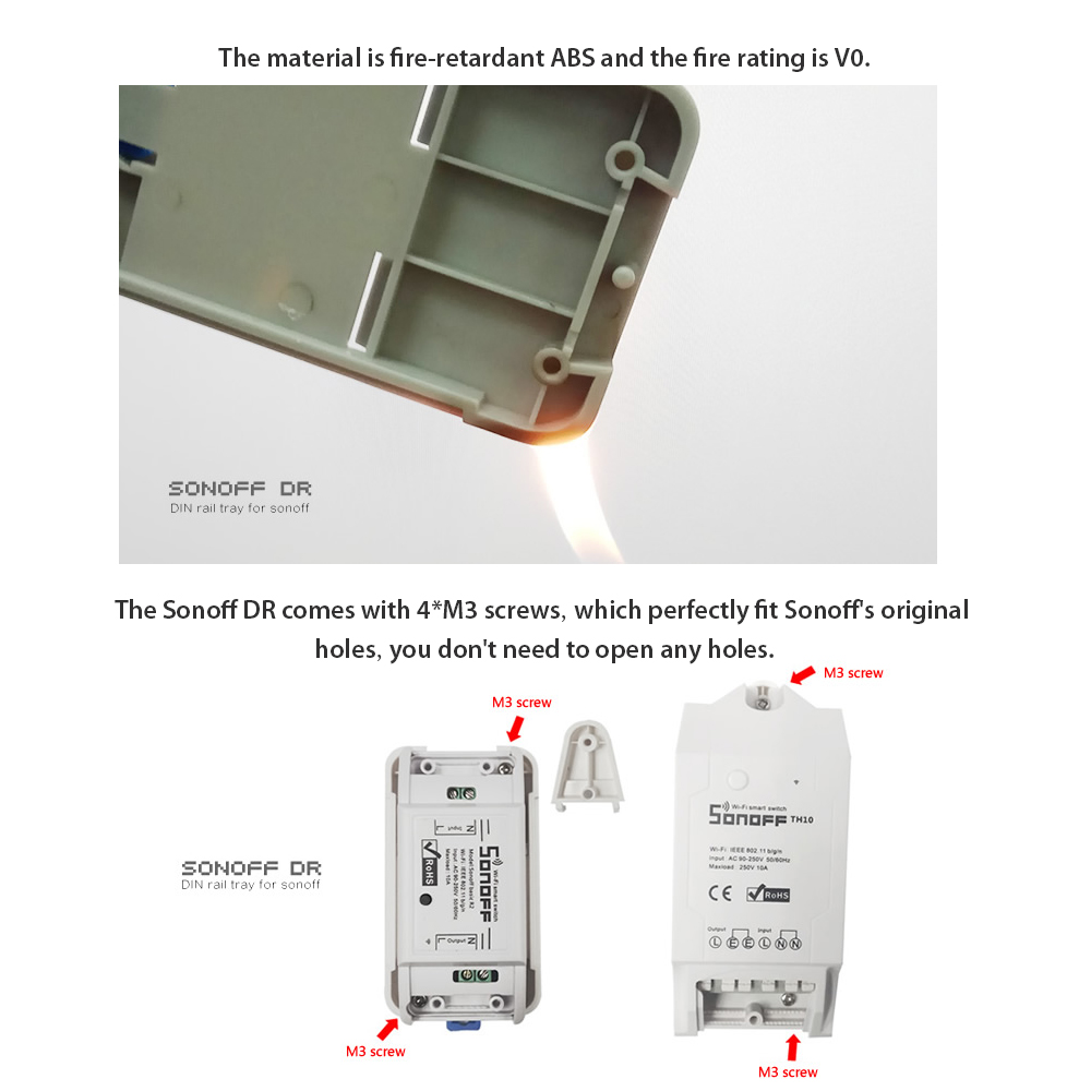 DIN Rail Tray Adjustable Mounted Rail Case Holder For Wifi Remote Control Switch Sonoff Basic RF Pow TH10 TH16 Dual Smart Switch