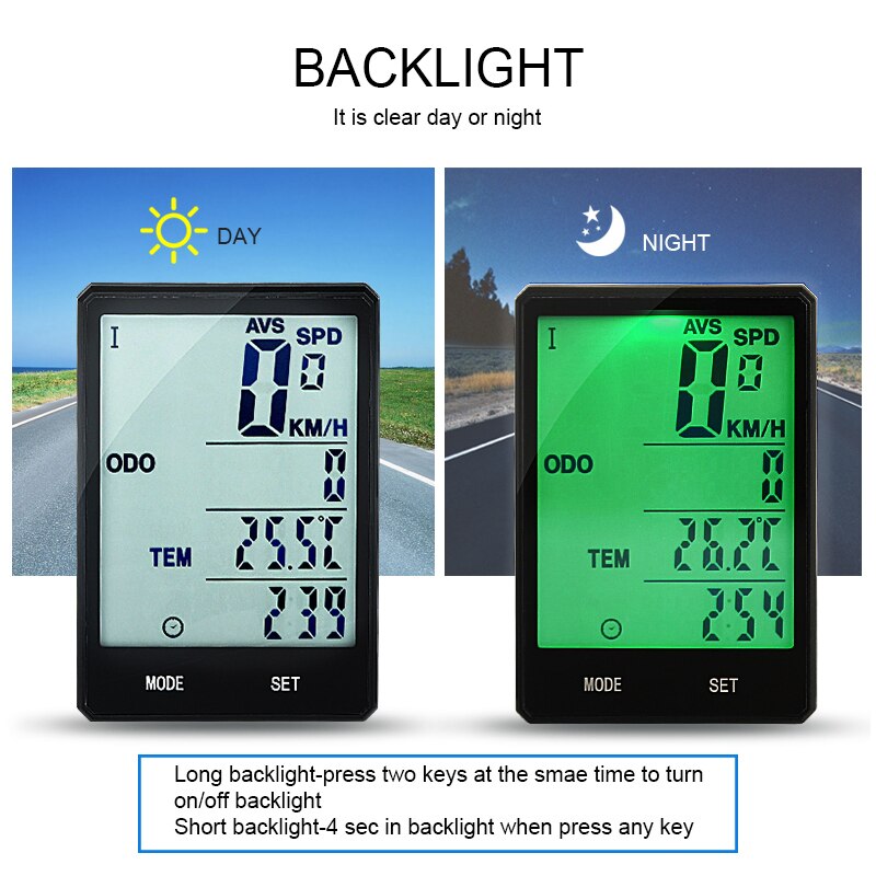 WEST BIKING 2.8 Inch LED Wireless Odometer Bicycle Computer With Backlight Rainproof Speedometer Bike Stopwatch Cadence Sensor