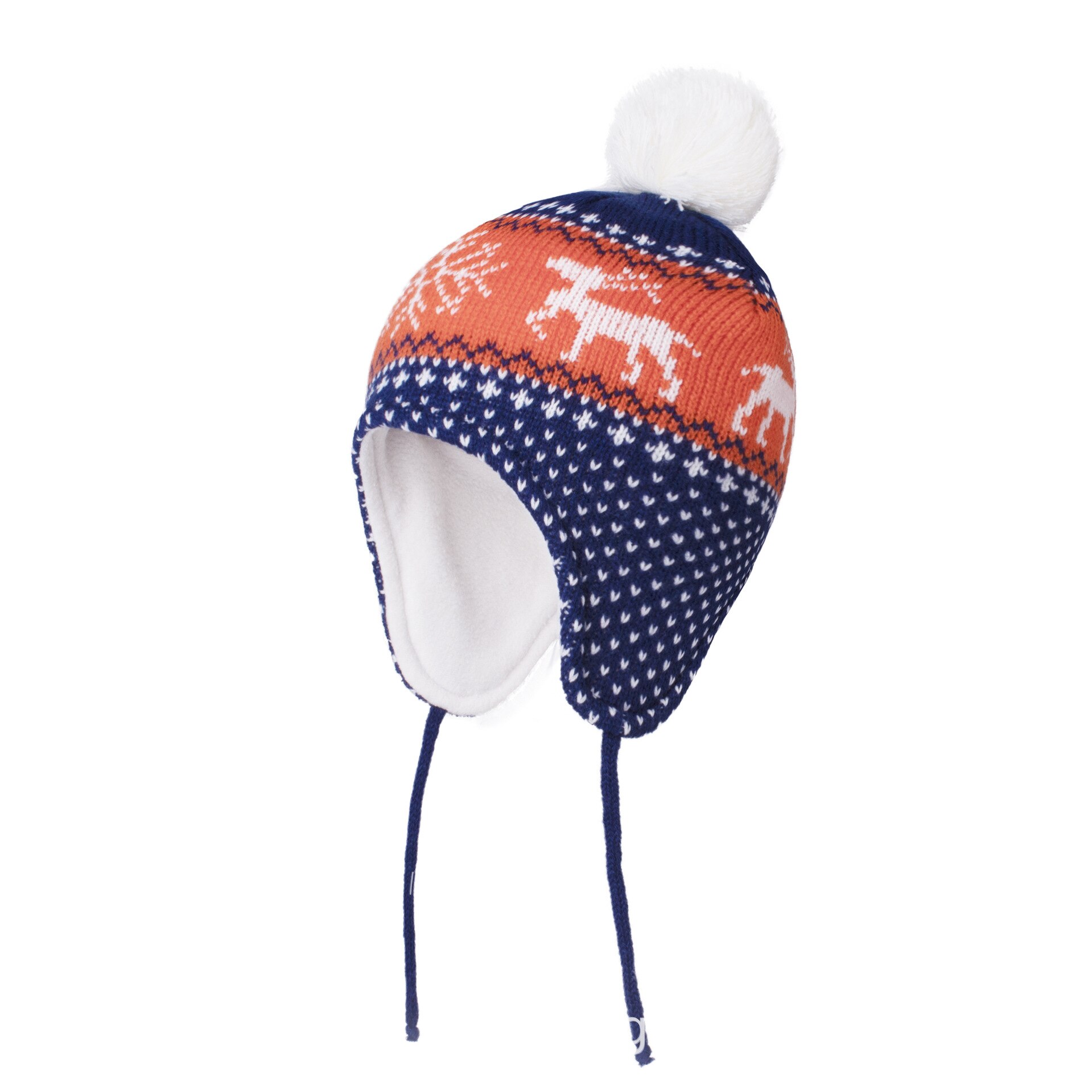 Chapeau avec oreillettes de noël pour enfants, bonnet d'hiver épaissi en tricot , accessoires pour bébés, garçons et filles: navy / L(50-52cm)