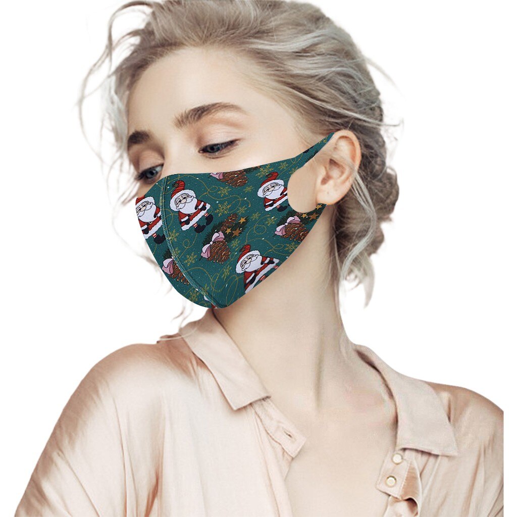 5PC Face Mask Christmas Printed Cover Merry Christmas Xmas Decorations Navidad Decor Santa Claus Happy Year Mascarillas