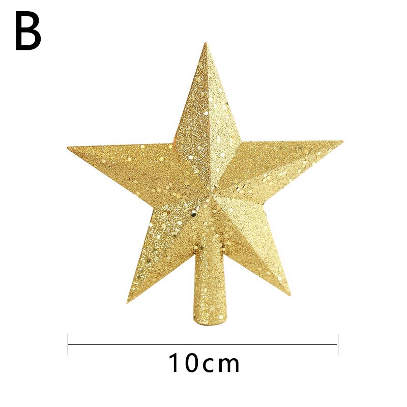 Decoraciones navideñas de 10/15/20cm, adorno con colgante de estrella de cinco puntas de parte superior del árbol de Navidad para parte superior del árbol de Navidad