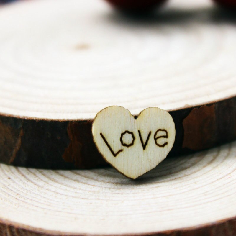 Kit de Scrapbooking en bois 1.8cm, lot de 10 pièces, cœur d&#39;amour naturel sans autocollants, matériel artisanal de mariage, saint-valentin, jouets DIY OEM