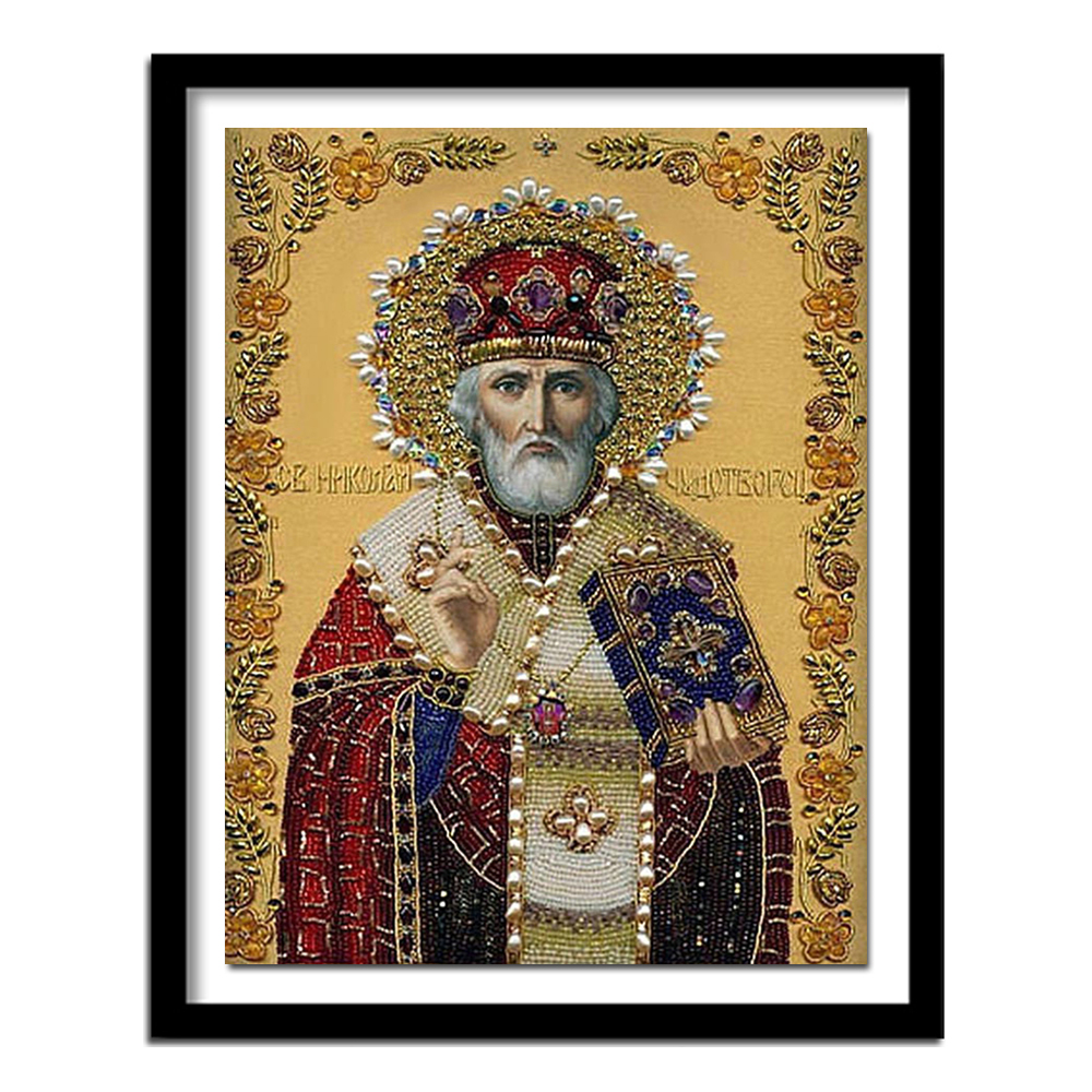 DIY diamond painting cross stitch religion St. Nicholas icon diamond embroidery 5D Inlaid decorative painting