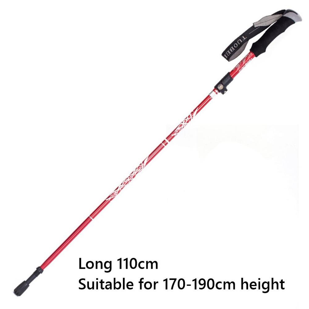 Hiking Poles Aluminum Alloy Ultra Light Walking Sticks Telescopic Folding Hiking Poles Outdoor Equipment: Red Long Long