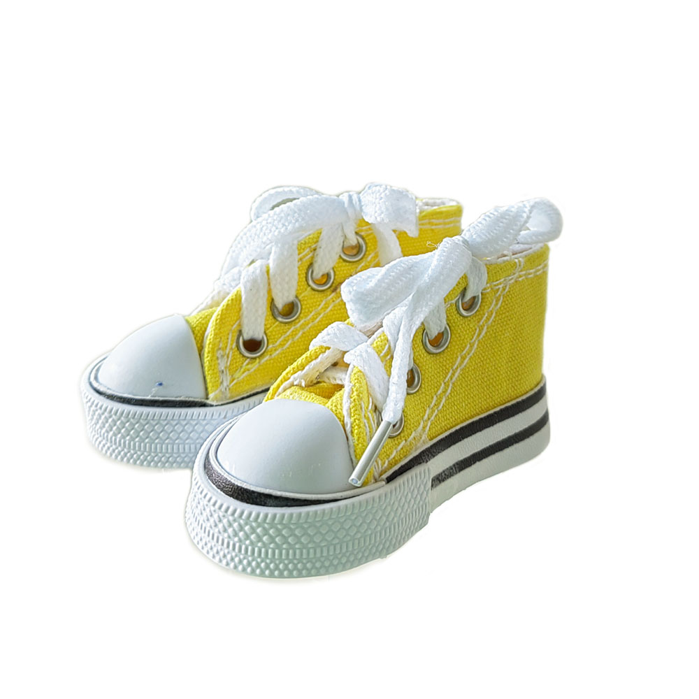 2 Stuks Motorfiets Kickstand Schoenen Moto Voetsteun Motorfiets Zijstandaard Schattige Mini Canvas Schoenen Zijstandaard 7.5Cm: YELLOW
