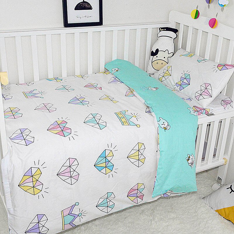 3Pcs Baby Bedding Set Cotton Crib Bedding Set Crib Kit Include Duvet Cover Pillowcase Bed Sheet
