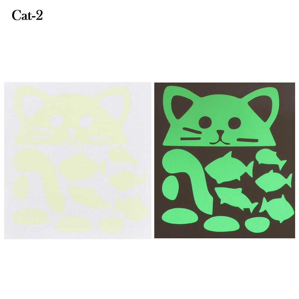 1Pc Cartoons Schakelaar Sticker Leuke Koeien Katten En Honden Fluorescerend Papier Lichtgevende Sticker Kinderkamer Woondecoratie: Cat-2