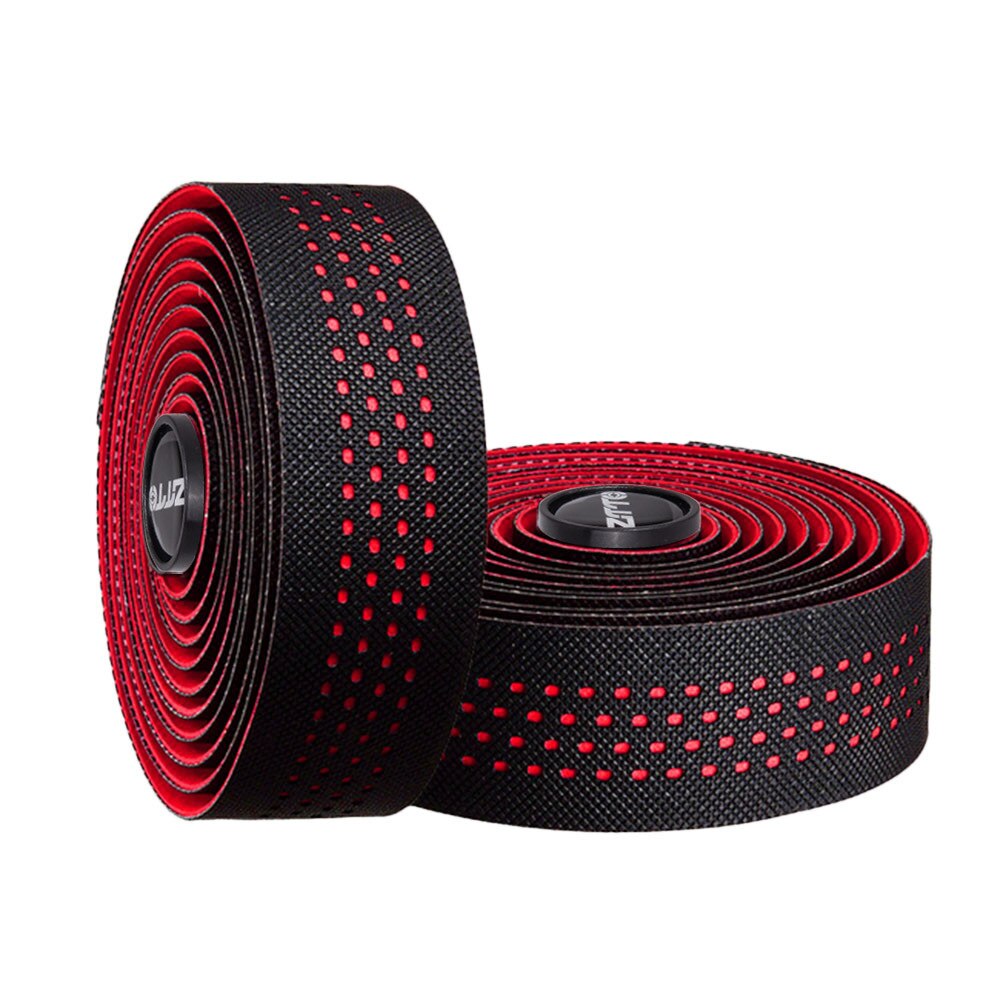 ZTTO Road Bike Bar Tape Toughness Vibration Damping Anti-Vibration EVA PU Bent Handlebar Bar Tape Handle belt Wrap+2 Bar Plugs: Red