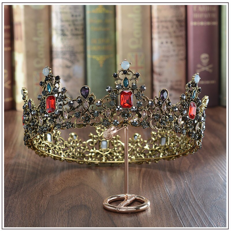 Forseven Vrouwen Bruid Noiva Wedding Party Koninklijke Prinses Vintage Barokke Stijl Shining Crystal Volledige Ronde Hoofdbanden Tiara Kronen