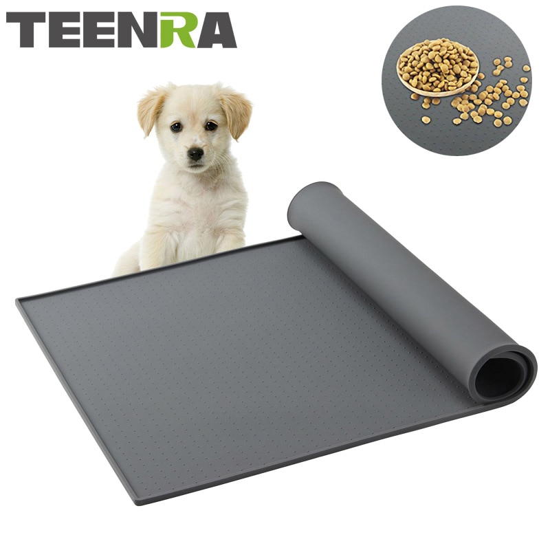 TEENRA x 30x48 cm-Mascota grande alimentación de silicona estera bandeja de silicona para alimentos de mascotas alimentación estera gato de Mantel bebiendo Mat para perro