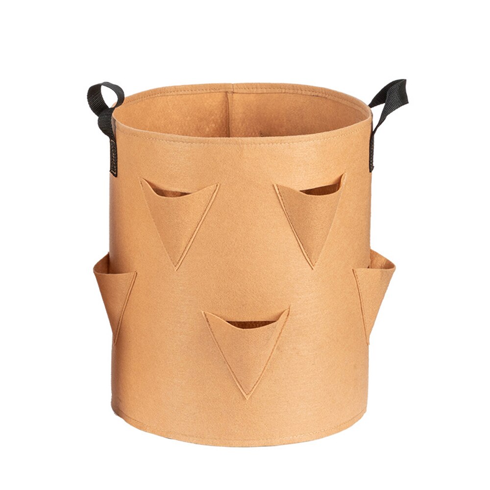 Fraise verticale cultiver sacs plante fleur herbe poche racine respirant légume réutilisable planteur Pot jardin extérieur plantation sac: Brown / 5 Gallon (30x25cm)