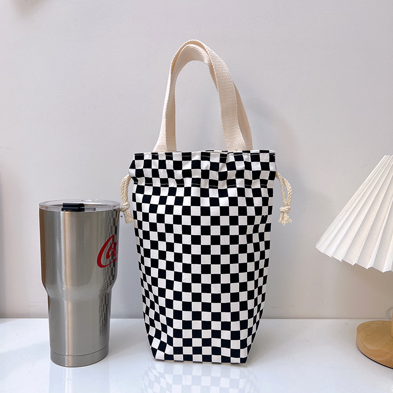 Draagbare Canvas Isolator Hoes Tas Thermoszak Cartoon Foto 'S Sluiting Trekkoord Opbergtas Vacuüm Cup Set: Army Green