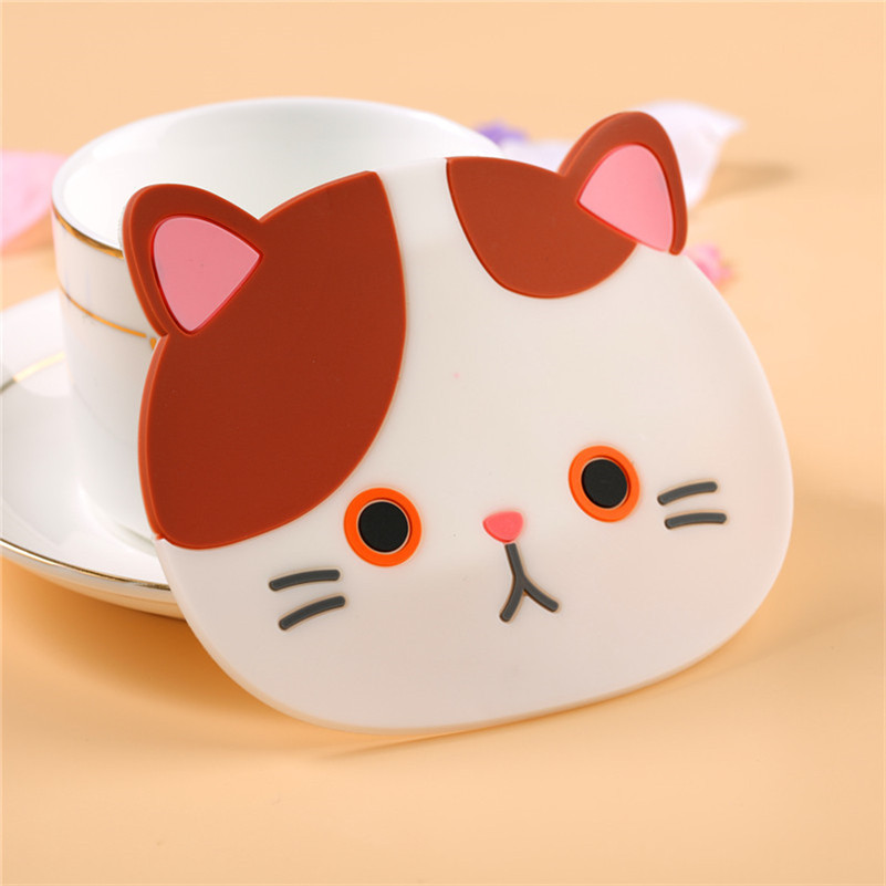 1 stykke lytwtw silikonbord matemat dalbane kjøkken tilbehør matte kopp bar krus tegneserie drikke pads doilies katt dyr kaffe